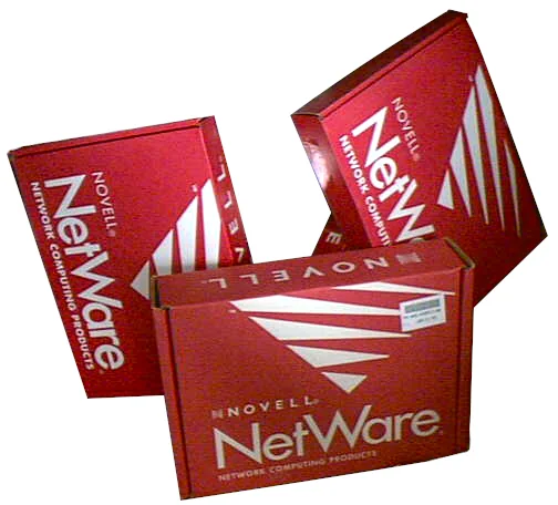 Novell NetWare 2.0 software packages and manuals arranged together